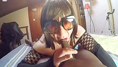 Ebony girl getting fucked in her mouth and ass on camera