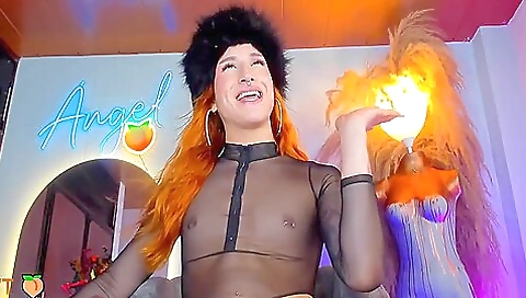 Apfel fairy in her bedroom enjoys a solo movie watching session