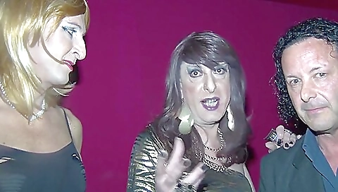 Trans shemale is enjoying anal sex with a group of dudes