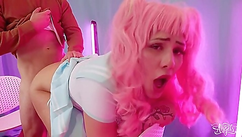 Redhead milf gets fucked by a big dong in a reverse pov