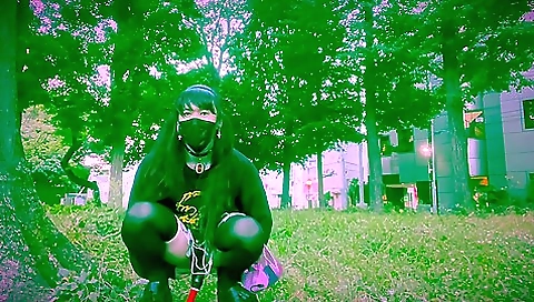 Transsexual with kinky fantasies fucks herself in a fetish role