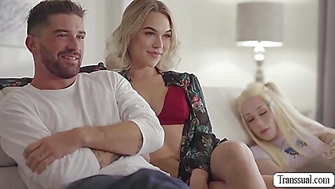 Busty blonde babe with a sexy ass sucks a big dick