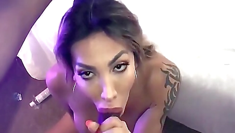 Brunette amateur with a big black tattoo fucks a big black cock