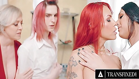 Horny nurse rides group of trans girls in a foursome